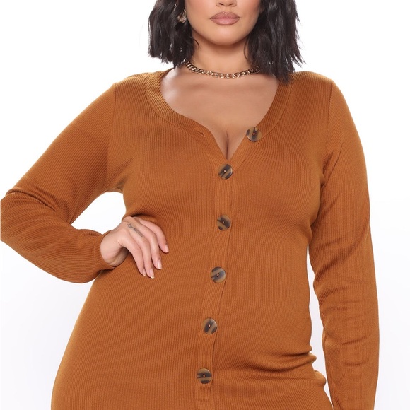 Long Sleeve Dress in Rust - Picture 3 of 13